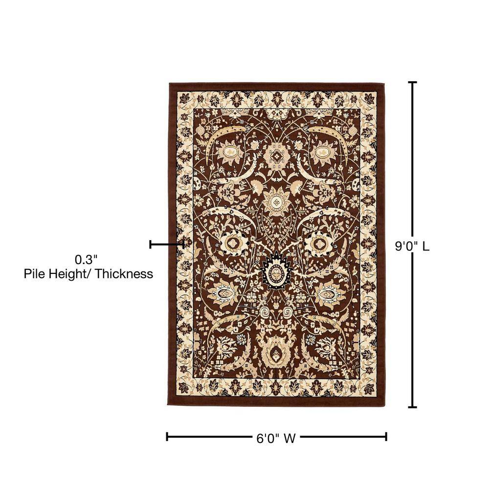Handmade Espahan Brown Synthetic 6' x 9' Easy-Care Area Rug