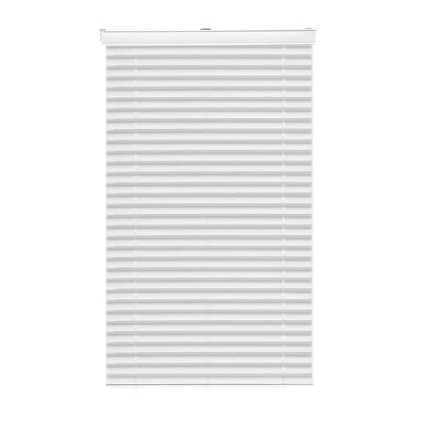 Faux Wood Blinds, 2" Slat, 34.5" W x 60" H, Cordless Window Blinds and Shades, Decorative Board, Light Adjustment, White