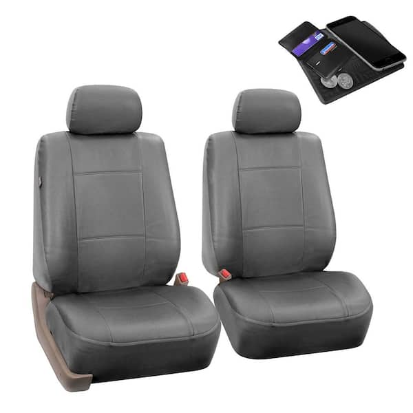 FH Group Premium PU Leather 47 in. x 23 in. x 1 in. Half Set Front Seat Covers