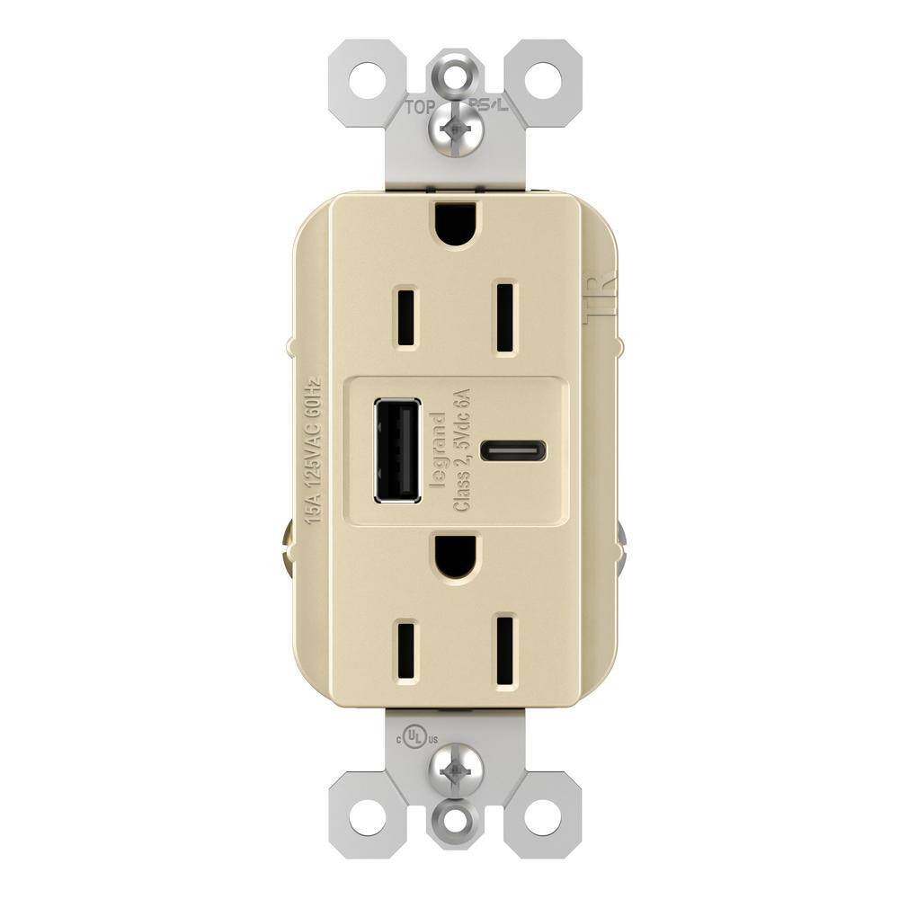 radiant 15 Amp 125-Volt Decorator Duplex Outlet with 6.0 Amp Type A/C USB, Ivory price history on PriceWatchPro