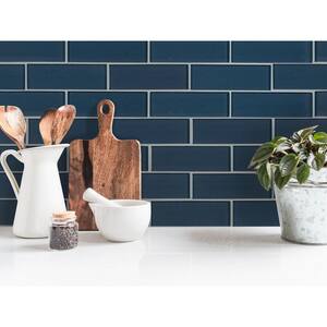 Midnight Savoy Subway 11.75 in. x 12 in. Polished Glass Mesh-Mounted Mosaic Tile (9.8 sq. ft./Case)
