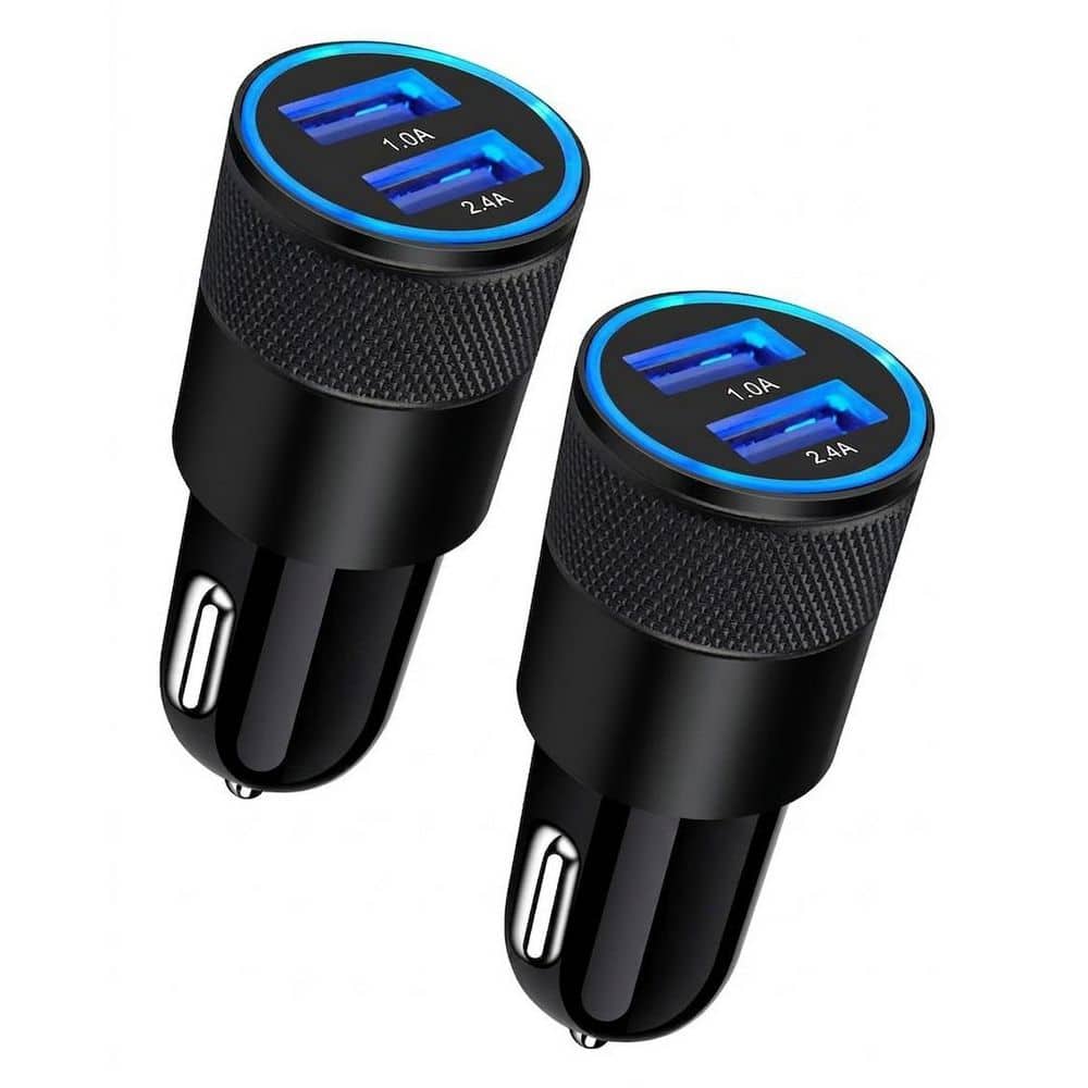 Car Charger Dual USB Port Adapter in Black for Auto Cigarette Lighter USB Charging Compatible with iPhone Samsung 2 Pack price history on PriceWatchPro