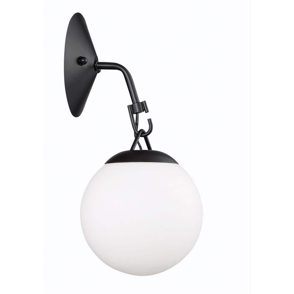 Flat Black Steel Round Shade Wall Sconce
