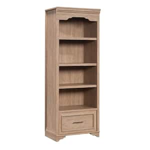 Rollingwood Country 26.614 in. Wide Brushed Oak 4-Shelf Standard Bookcase with Drawer