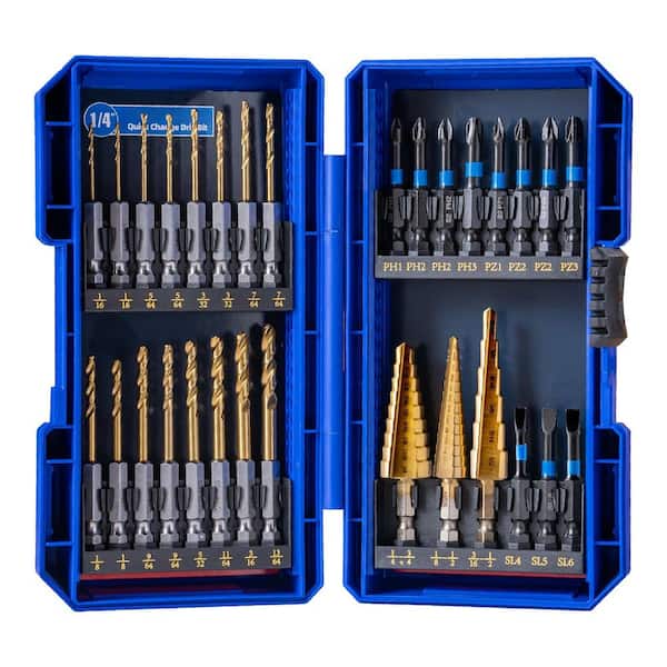Impact Driver Bit Set 30-Piece Insulated Hex Shank Screwdriver Bit Step Drill Bit Kit for Home DIY Tasks
