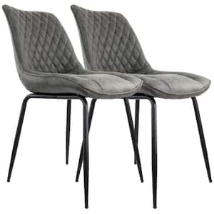 32 in. Grey Faux Leather High Back Bar Stool with Black Legs (Set of 2)