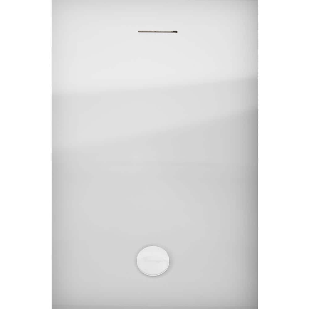 59" Glossy White Acrylic Freestanding Soaking Tub with Tray
