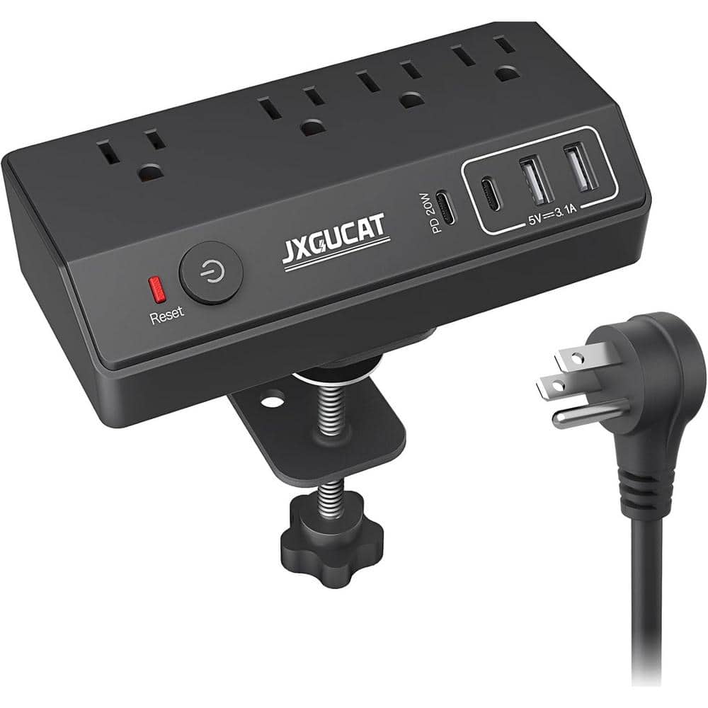 10 Desk Clamp Surge Protector Power Strip, PD20W Fast Charging Station wit