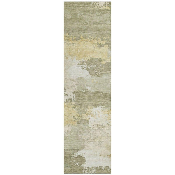 Chantille Machine Washable Indoor/Outdoor Abstract ACN2372 Sage 2 ft. x 7 ft. Runner Rug