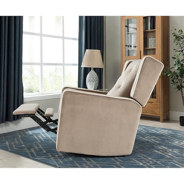 HOMESTOCK Mocha Microfiber Swivel Glider Recliner Rocker, Nursery Glider Recliner Nursery Chair