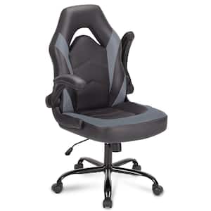 Ignacio PU Leather Ergonomic Gaming Chair in Grey with Flip-up Armrest