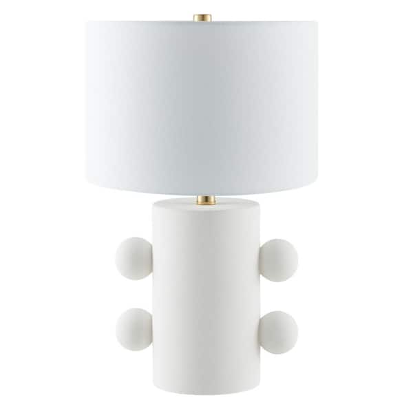 Meyer&Cross Jurrah 20.5 in. Matte White Ceramic Table Lamp with Fabric Shade