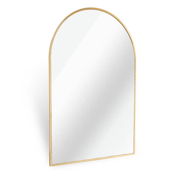 Nestfair 20 in. W x 30 in. H Arched Aluminium Framed Wall Bathroom Vanity Mirror in Gold