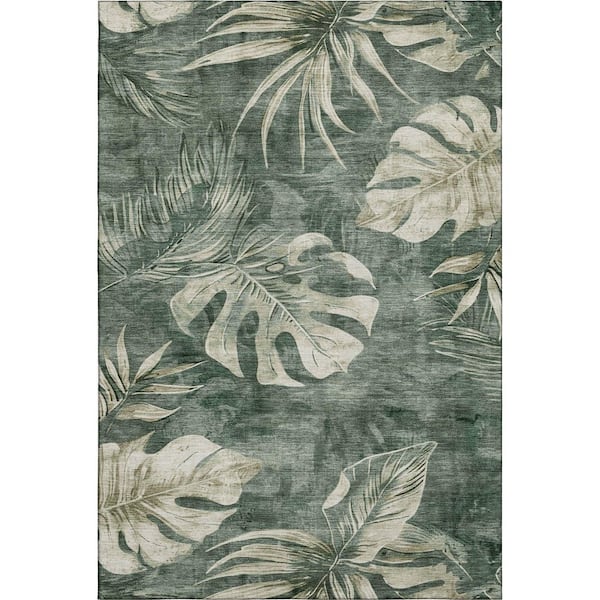 Mayfield Premium Machine Washable Abstract AMF1887 Fern 10 ft. x 14 ft. Area Rug