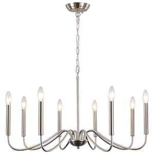 Clerise 8-Light Silver Classic Modern Candle Style Chandelier for Living Room Kitchen Island Dining Room Foyer