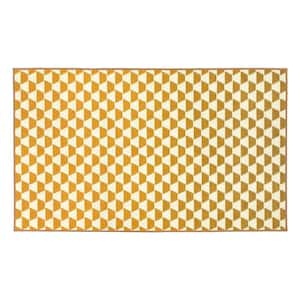 Yanis Yellow/Gold 3 ft. x 5 ft. Geometric Washable Area Rug