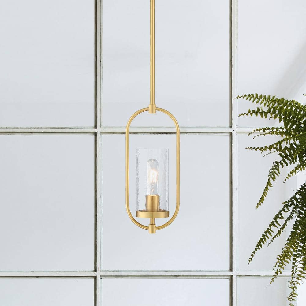 Kinona 60-Watt 1-Light Brushed Gold Mid-century Pendant Light with Clear Water Glass Shade and No Bulbs Included price history on PriceWatchPro