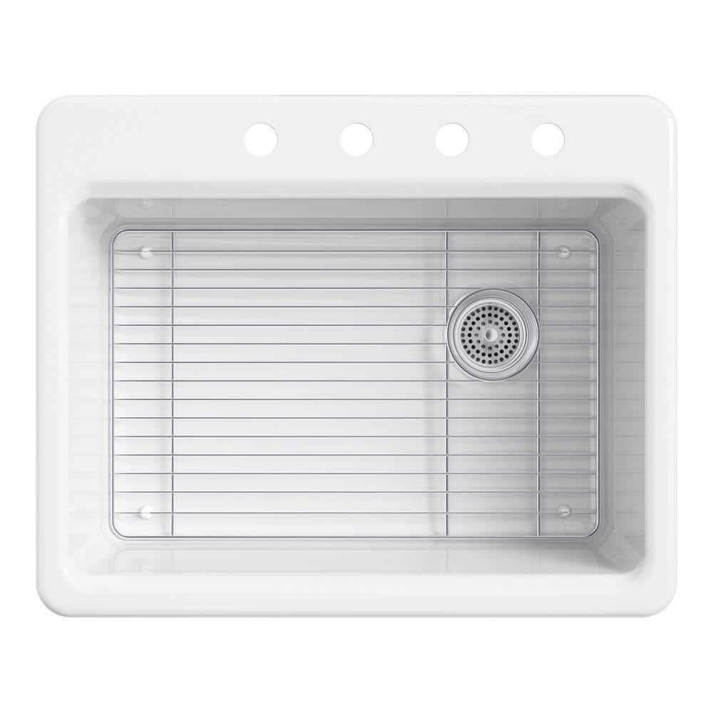 Riverby Classic 27" White Enameled Cast Iron Drop-In Kitchen Sink