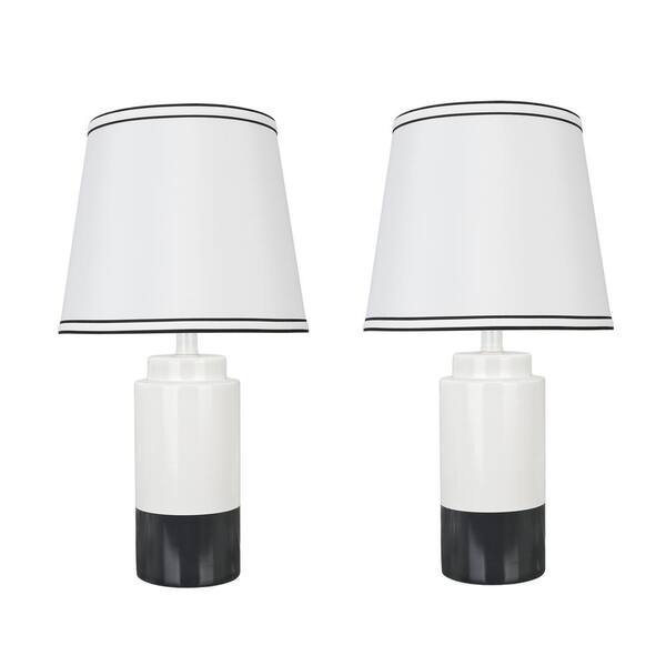 Have A Question About Aspen Creative Corporation 18 1 2 In Off White And Black Ceramic Table Lamp With Empire Shaped Shade Pack Pg The Home Depot Black Ceramic Table Lamp, Black Lamp Shades Home Depot
