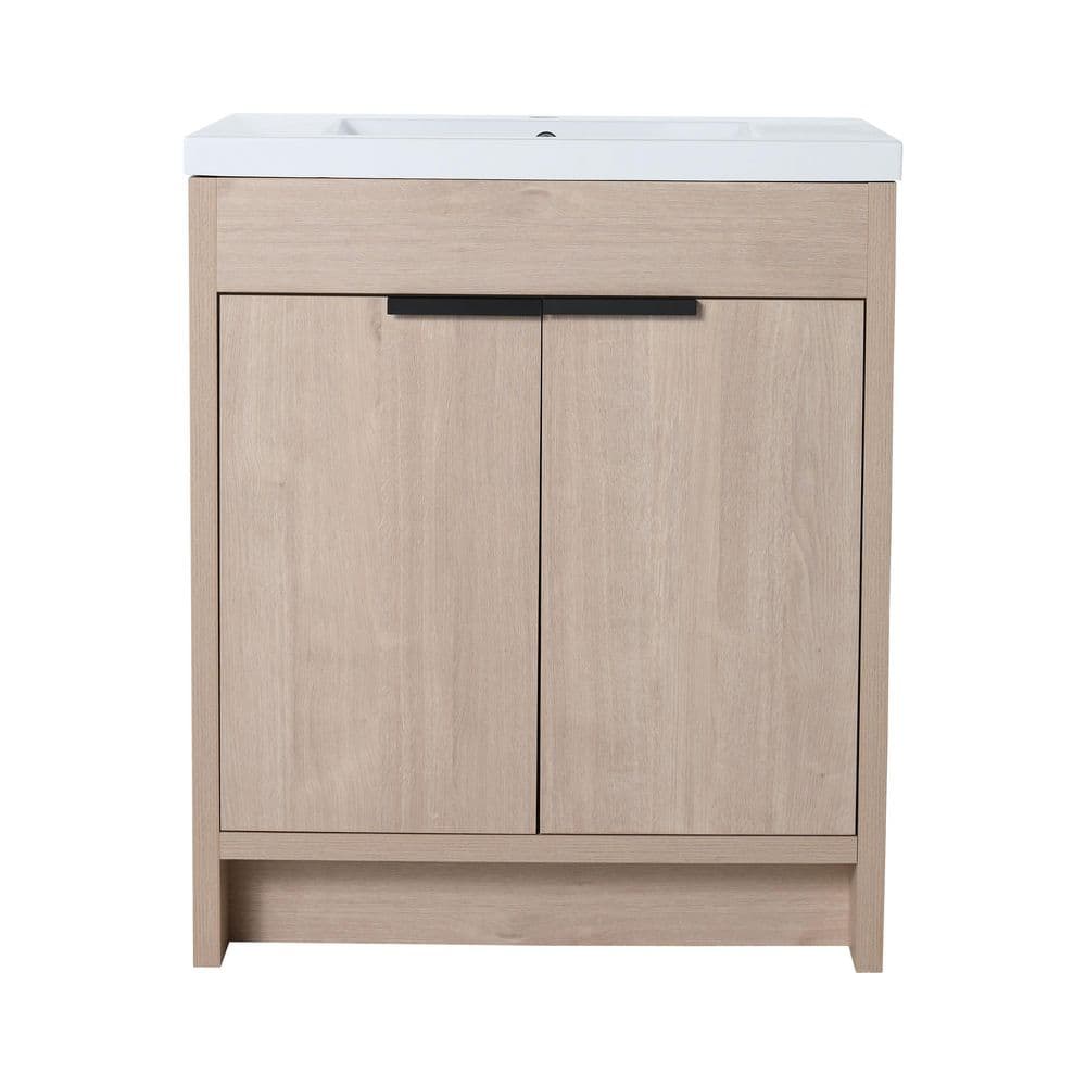 30 in. Single Sink Freestanding Brown Bath Vanity with White Resin Sink Top price history on PriceWatchPro