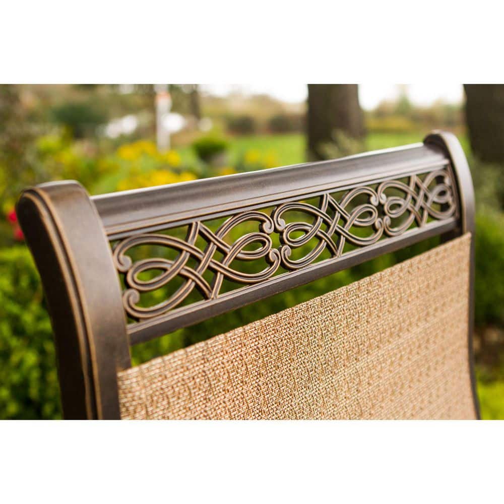 Monaco 5-Piece Bronze Aluminum Outdoor Dining Set with Tan Sling Chairs