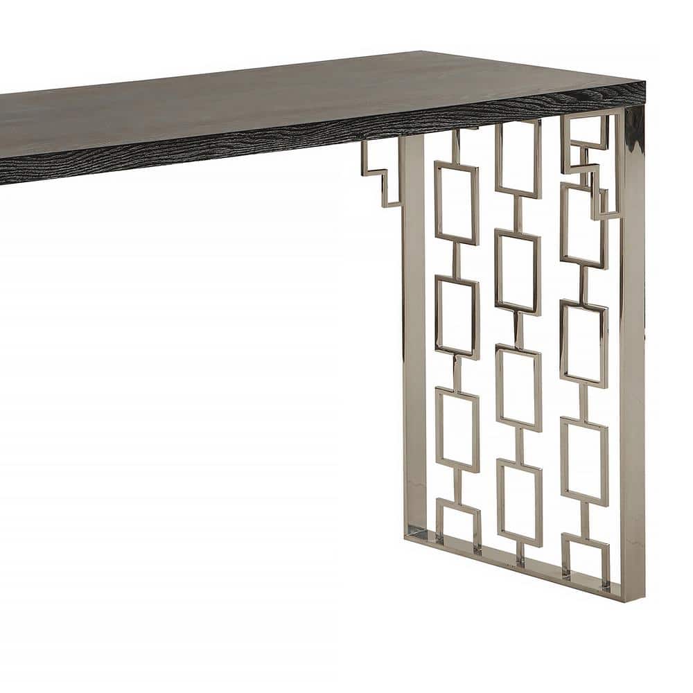 Charcoal Oak and Stainless Steel Rectangular Hallway Table