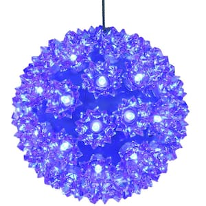 5 in. Indoor/Outdoor Blue Colored Lighted Ball Hanging decor