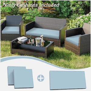 36 in. x 18 in. (3-Piece) Outdoor Patio Replacement Seat Cushions Fit for Loveseat Lounge Chair Furniture Sky Blue