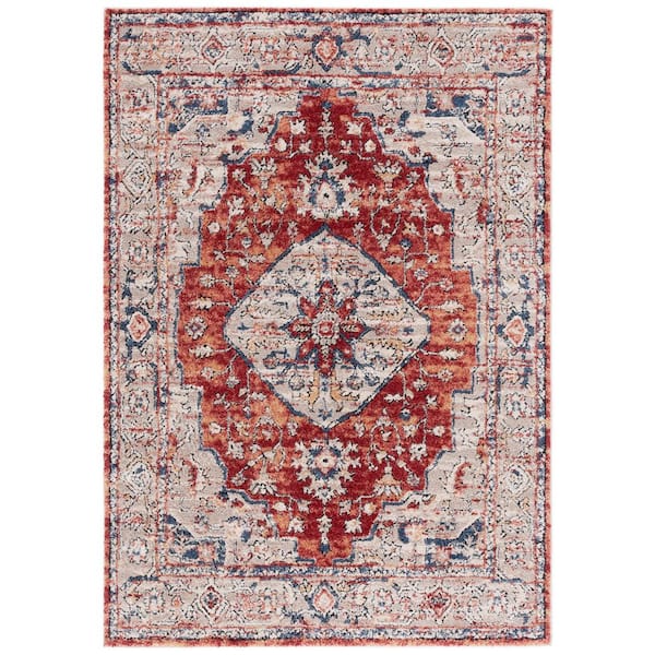 Luna 9 ft. x 12 ft. Beige/Rust Blue Ornate Medallion Area Rug