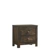 A single dark brown wood nightstand with two drawers.