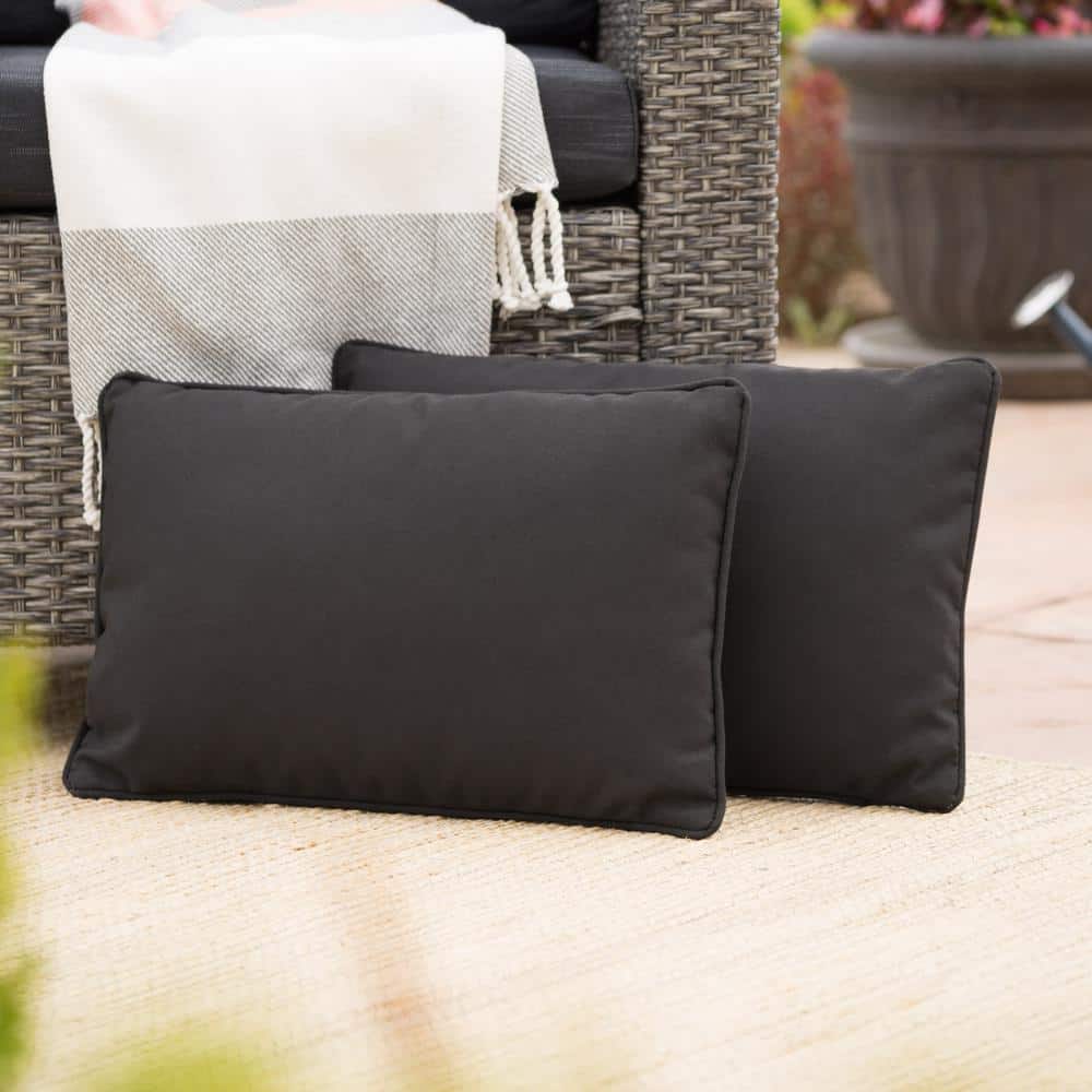 Black Hexagon Outdoor Throw Pillows Rectangle Set of 2 