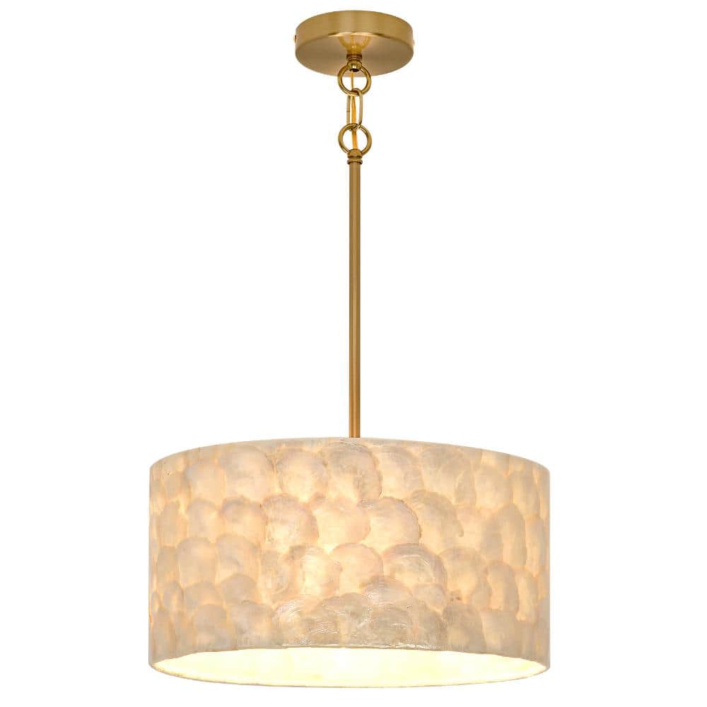 Modern 3-Light Gold Candlestick Chandelier Coastal Seashell Drum Pendant Ceiling Light for Dining Room Foyer price history on PriceWatchPro