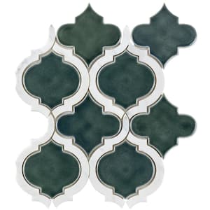 Delphi Arabesque Deep Emerald 10 in. x 12 in. Glazed Ceramic Mosaic Tile (0.80 sq. ft./Sheet)