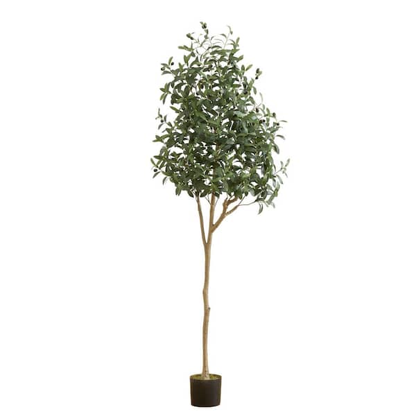 Nearly Natural 72 in. Green Artificial Olive Tree in Nursery Pot
