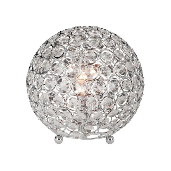 Elegant Designs 8 in. Chrome and Crystal Ball Table Lamp