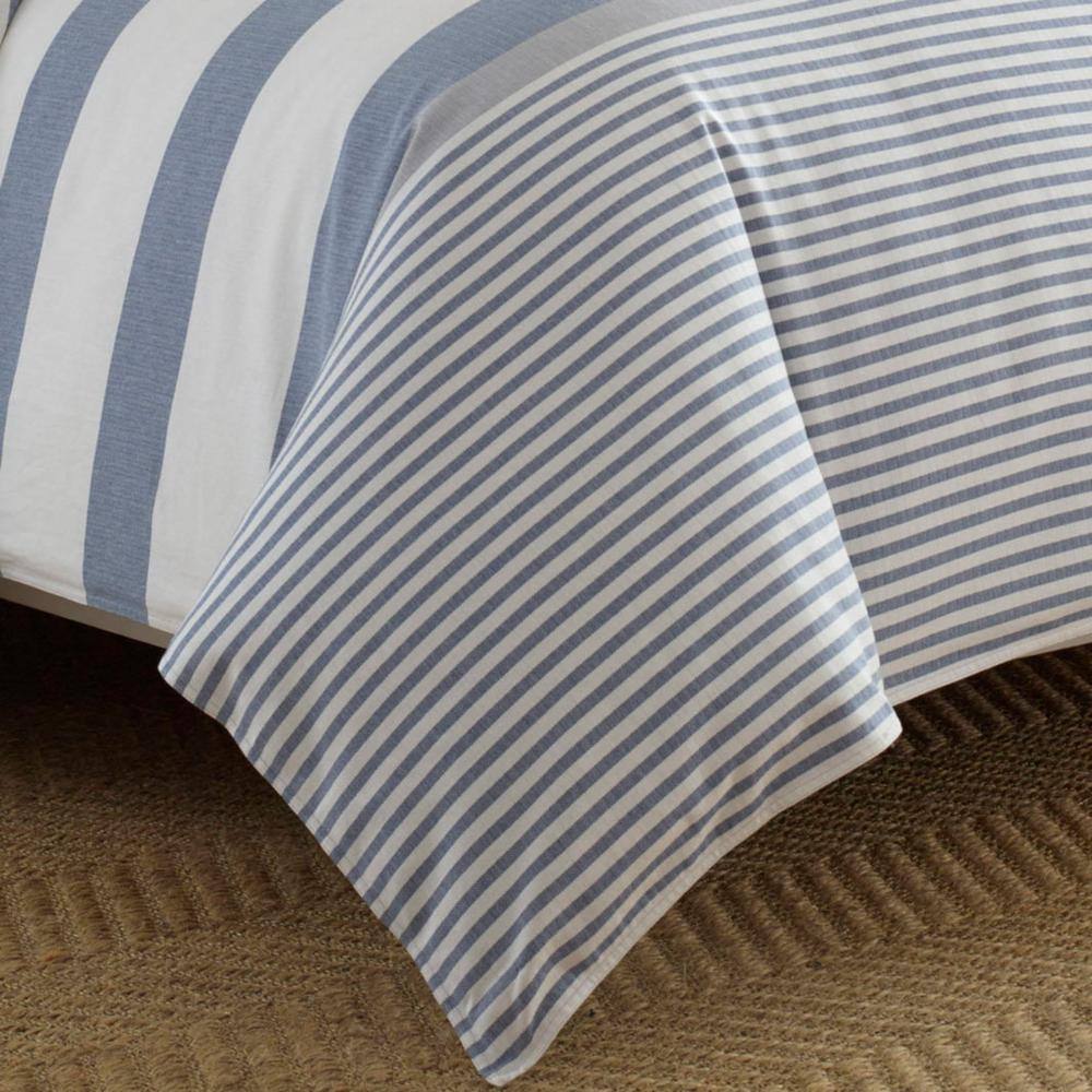 Twin Blue and White Cotton Nautical Duvet Cover Set