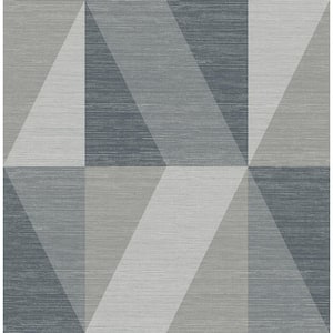 Winslow Slate Grey Geometric Faux Grasscloth Wallpaper Sample