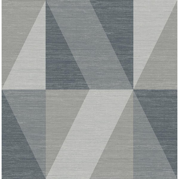 A-Street Prints Winslow Slate Grey Geometric Faux Grasscloth Wallpaper Sample