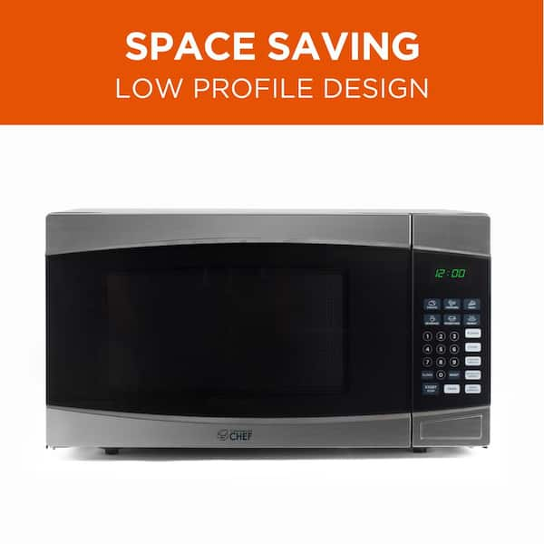 Commercial CHEF 21.8 in. Width 1.6 cu. ft. Stainless Steel/Black 1100-Watt Countertop  Microwave Oven CHM16MS6 - The Home Depot