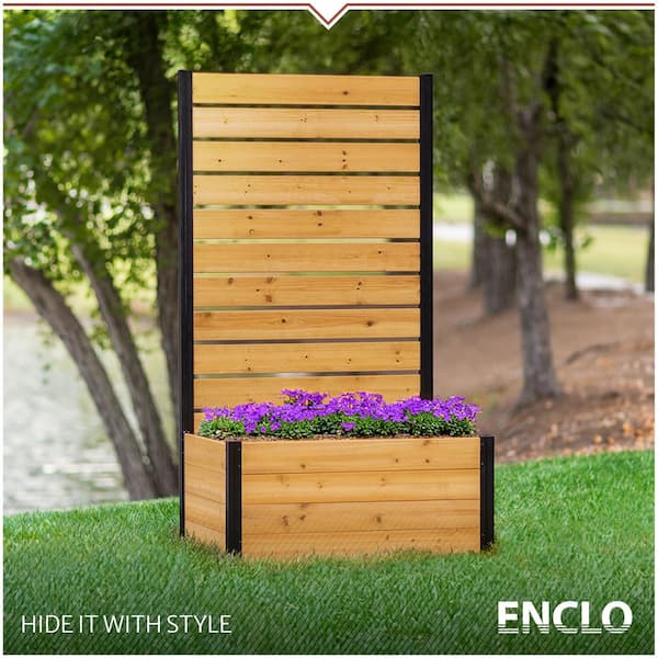 Concord 6 ft. H x 3.4 ft. W x 2.2 ft L Cedar Wood Flat Top Privacy Fence Screen Panel with Planter Box