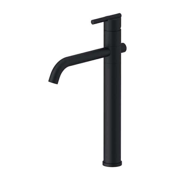 Parma Single-Handle Vessel Sink Faucet 1.2 GPM with Metal Grid Strainer in Satin Black