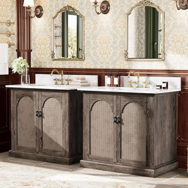 JEAREY 36 in. Brown Single Sink Freestanding Bathroom Vanity with