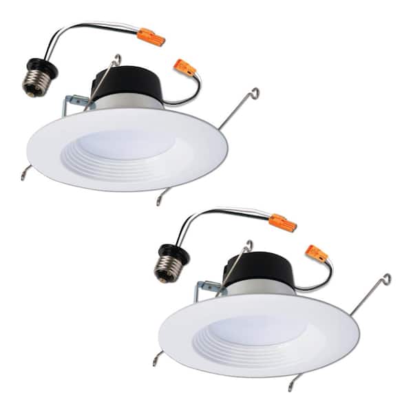 HALO LT 5 in. and 6 in. 5000K Daylight Integrated LED White Recessed Ceiling Light Retrofit Trim (2-Packs)