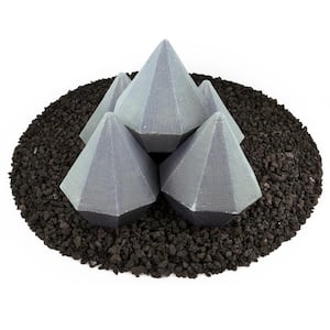 6 in. Ceramic Fire Diamonds in Light Gray Other Fire Pit and Fireplace Outdoor Heating Accessory (5-Pack)