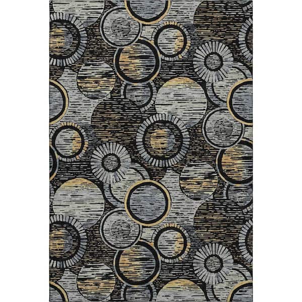 Mayfield Premium Machine Washable Abstract AMF2206 Black 3 ft. x 5 ft. Area Rug