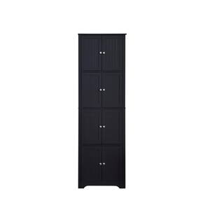 SignatureHome Lyons Black Finish 68 in. H Corner 8 - Door Storage Cabinet with 4 shelves and 8 Doors. (23Lx12Wx68H)