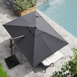 9 ft. x 11 ft. Heavy-Duty Frame Cantilever Patio Single Rectangle Umbrella in Dark Gray