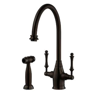Charleston Traditional 2-Handle Standard Kitchen Faucet with Sidespray and CeraDox Technology in Oil Rubbed Bronze