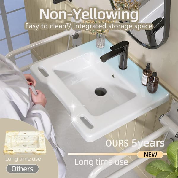 Zeafive 24 in. L x 19.7 W x 5.3 D ADA Wall-Hung Bathroom Sink