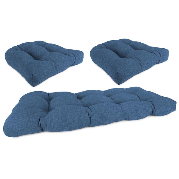 Jordan Manufacturing 44 in. L x 18 in. W x 4 in. T McHusk Capri Outdoor Rectangular Wicker Cushion Set with 1 Bench and 2 Seat Cushions